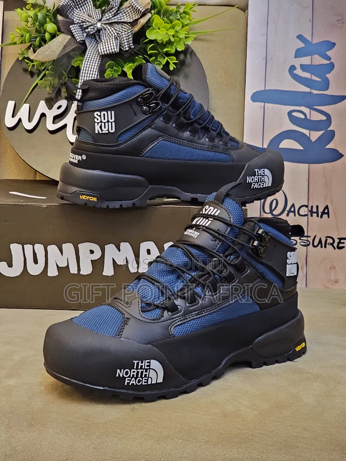 North Face X Undercover Soukuu Low Boots In Black And Navy.