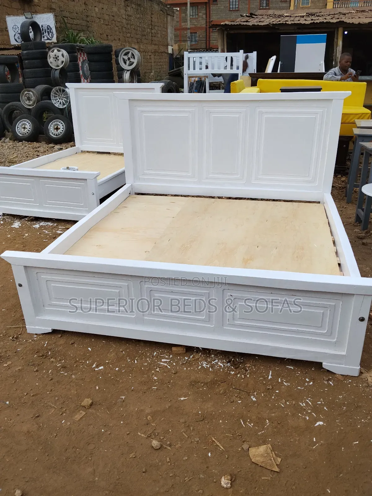5x6 White Hardwood Bed on Sale