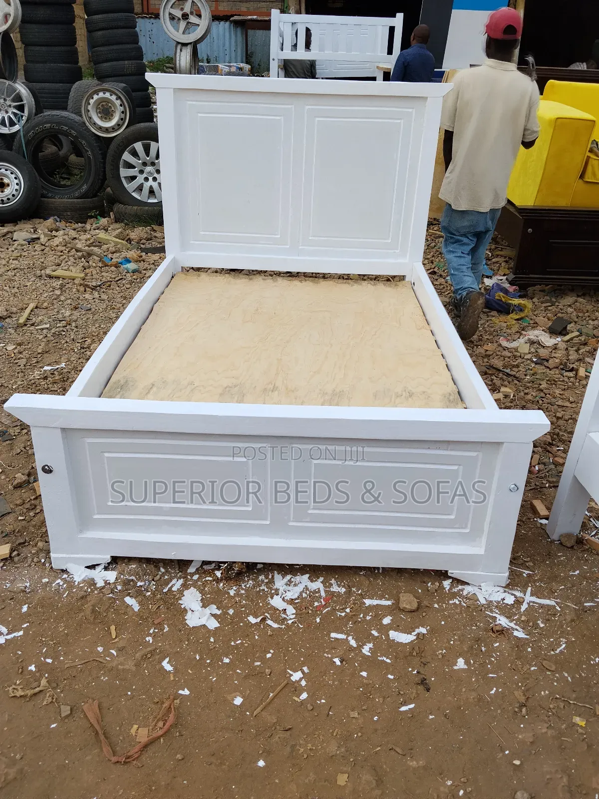 5x6 White Hardwood Bed on Sale