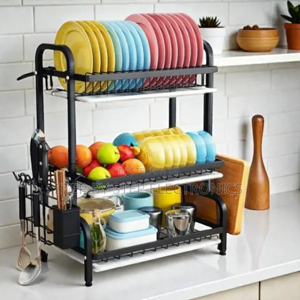 Extra Large 3 Tier Dish Drying Rack Plate Bowl Cup Organizer