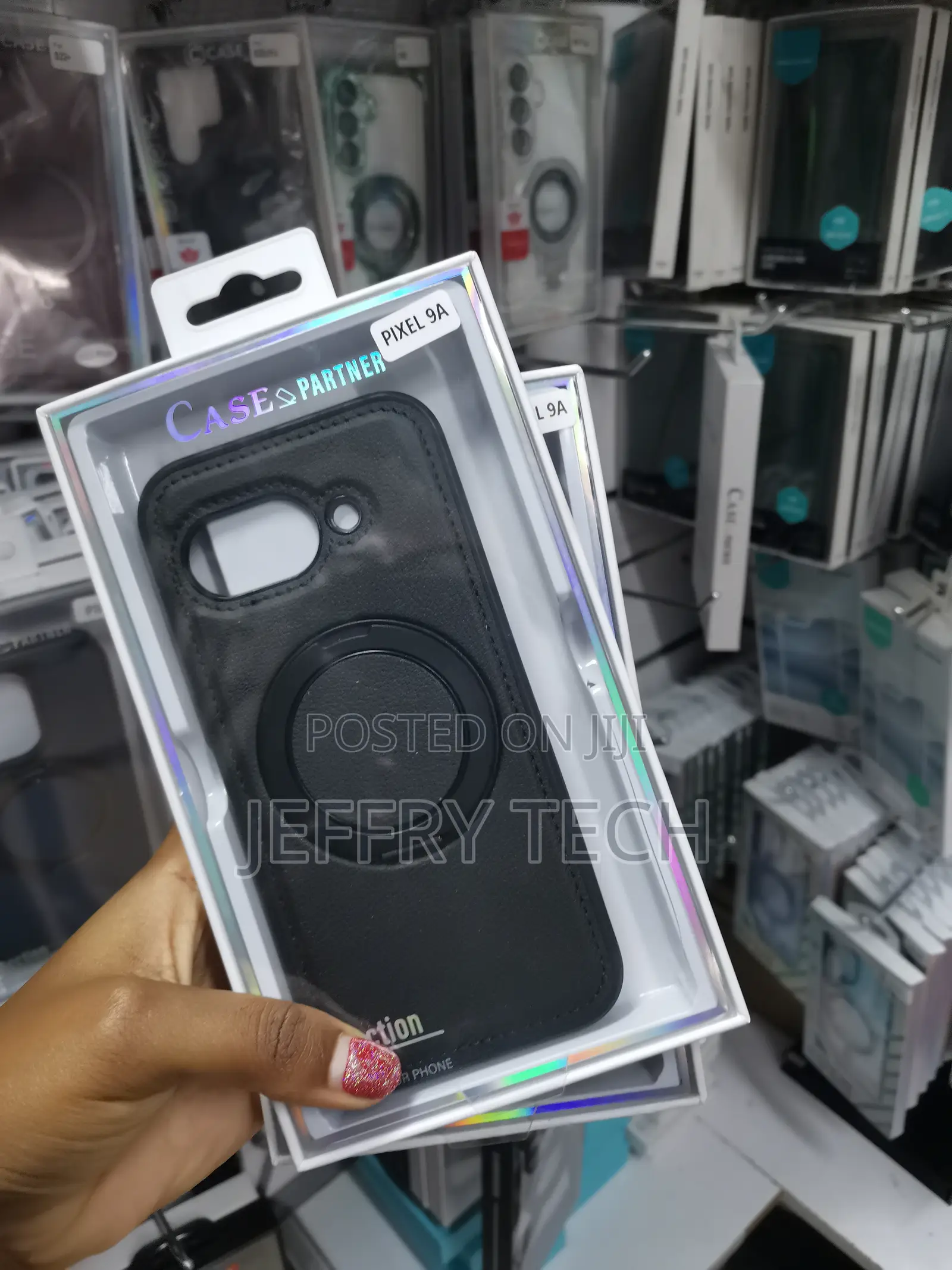 Qamako Google Pixel 9a Leather Back Case With Magnetic Invisible Stand