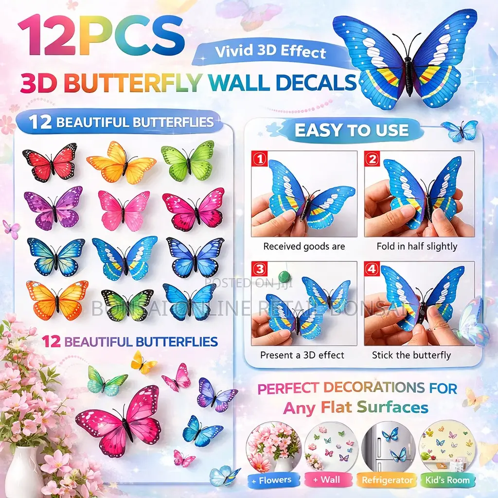 12pcs 3d Butterfly Wall Decals Colorful Removable Stickers Decor Home