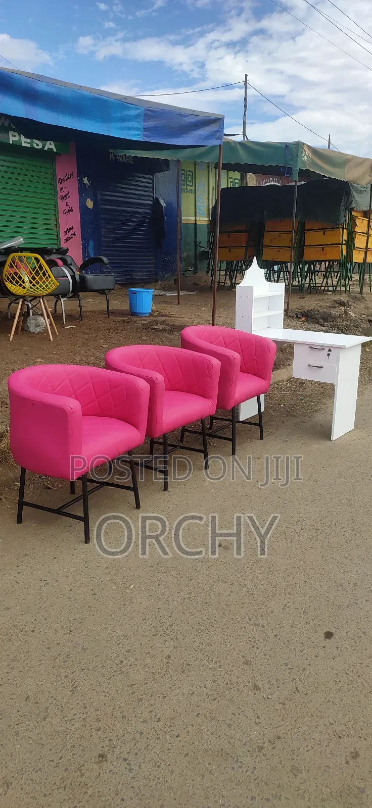 3 Pink Manicure Seats/ Salon Seats
