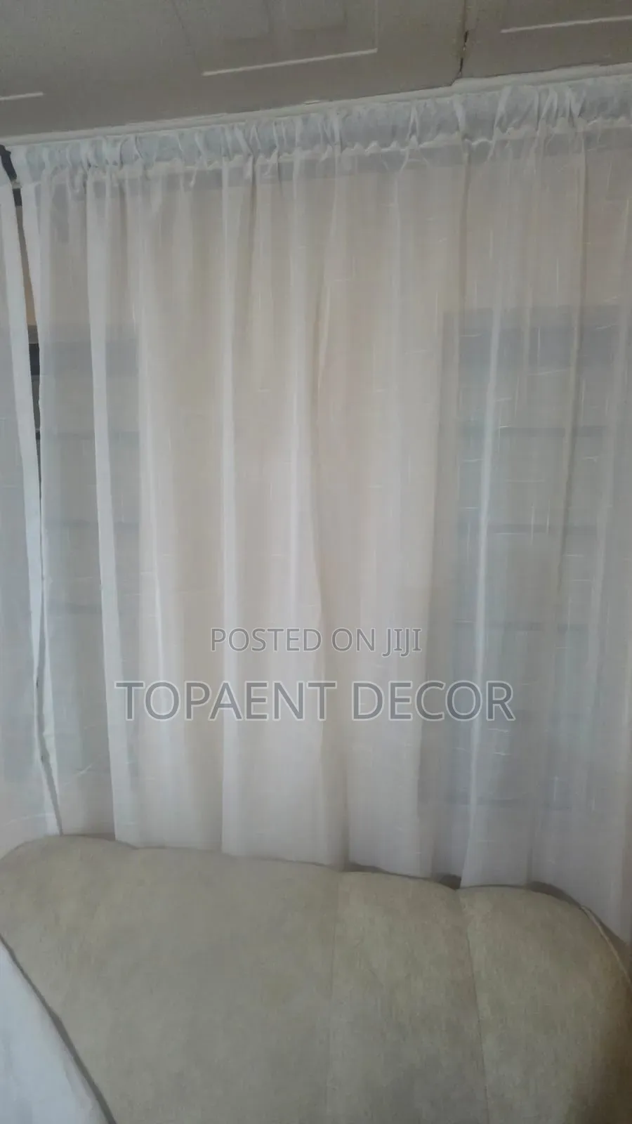 Plain White Hook Tape Window Curtain Sheers