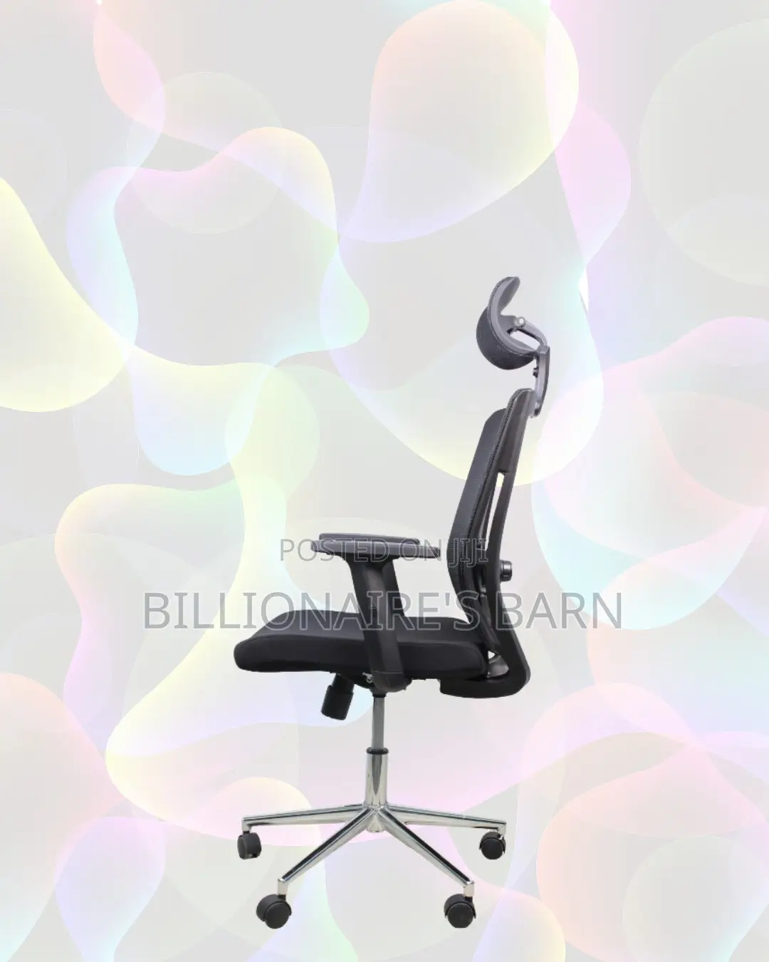 Adjustable Headrest Work Chair for Office — Chrome Base Stability