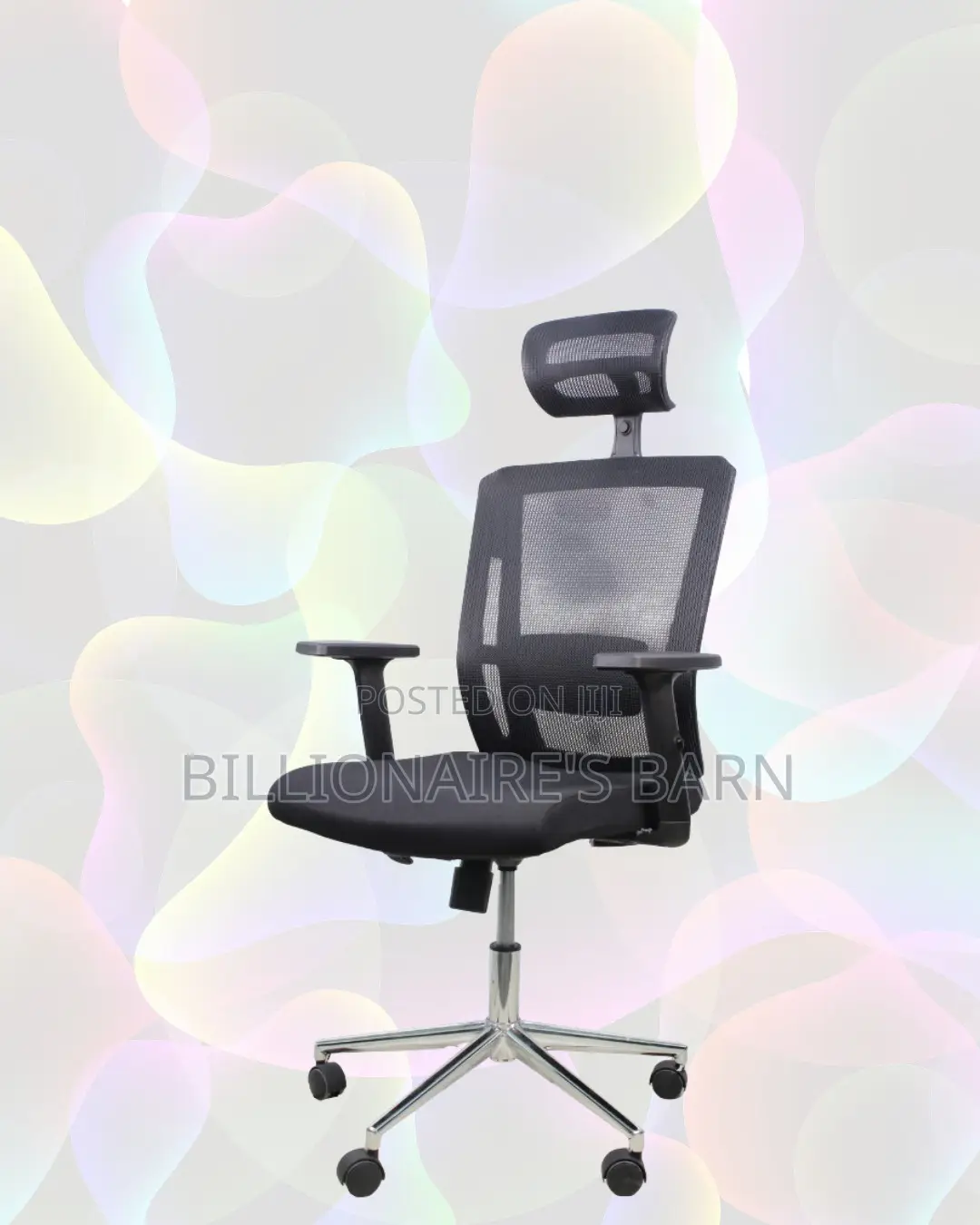 Adjustable Headrest Work Chair for Office — Chrome Base Stability