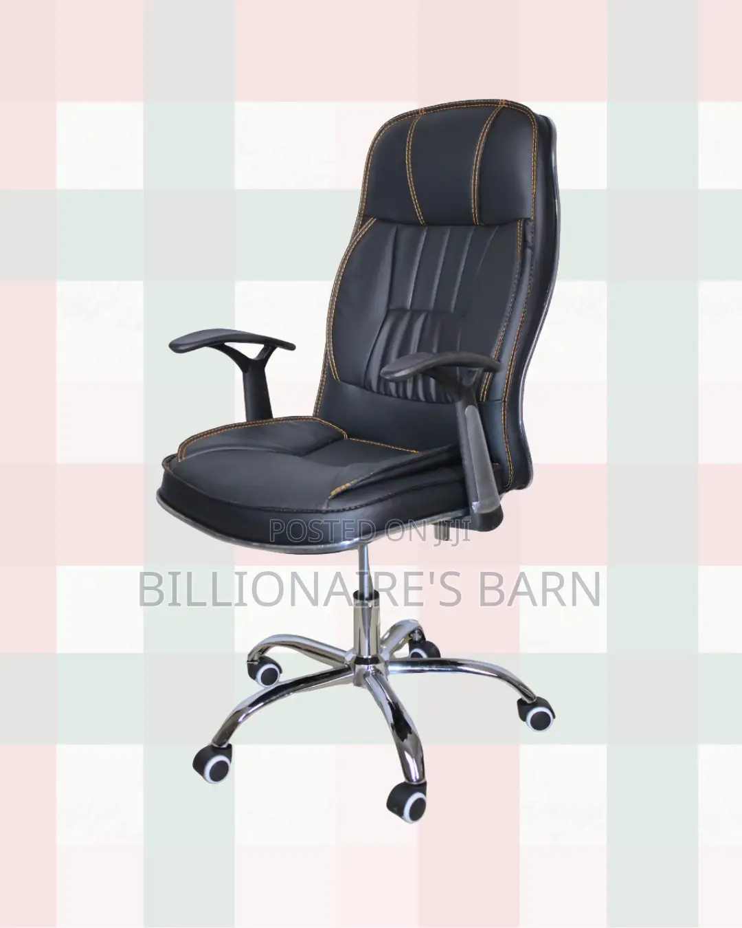 High-Back Executive Leather Chair • Padded Arm Comfort
