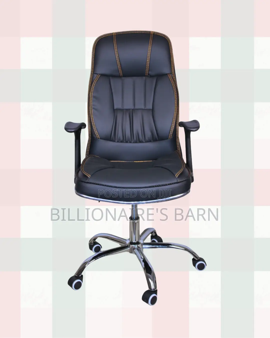 High-Back Executive Leather Chair • Padded Arm Comfort