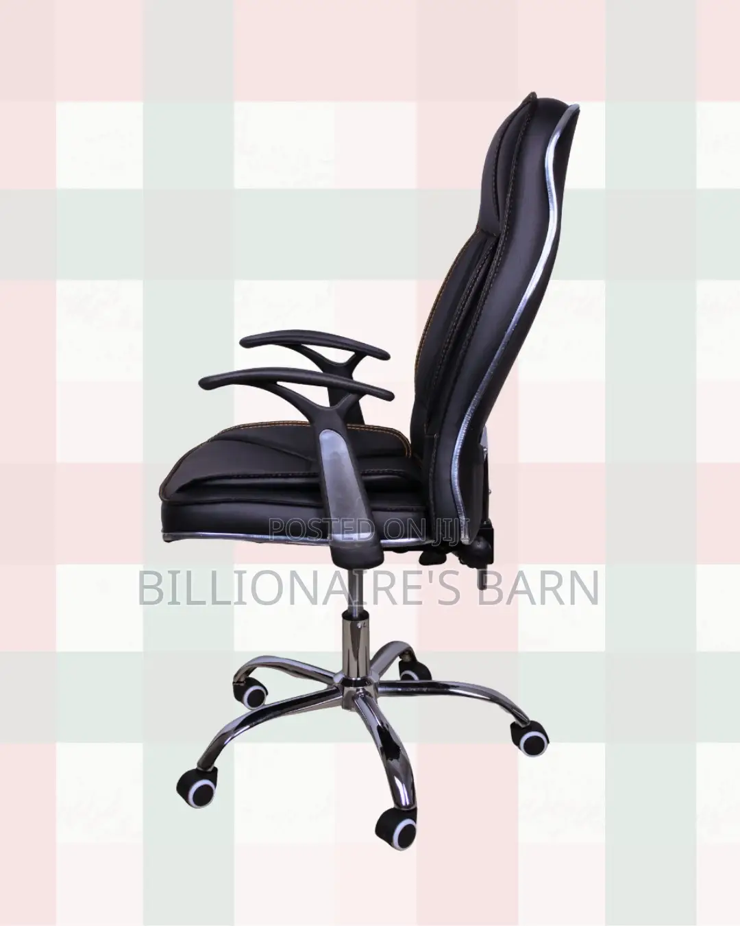 High-Back Executive Leather Chair • Padded Arm Comfort