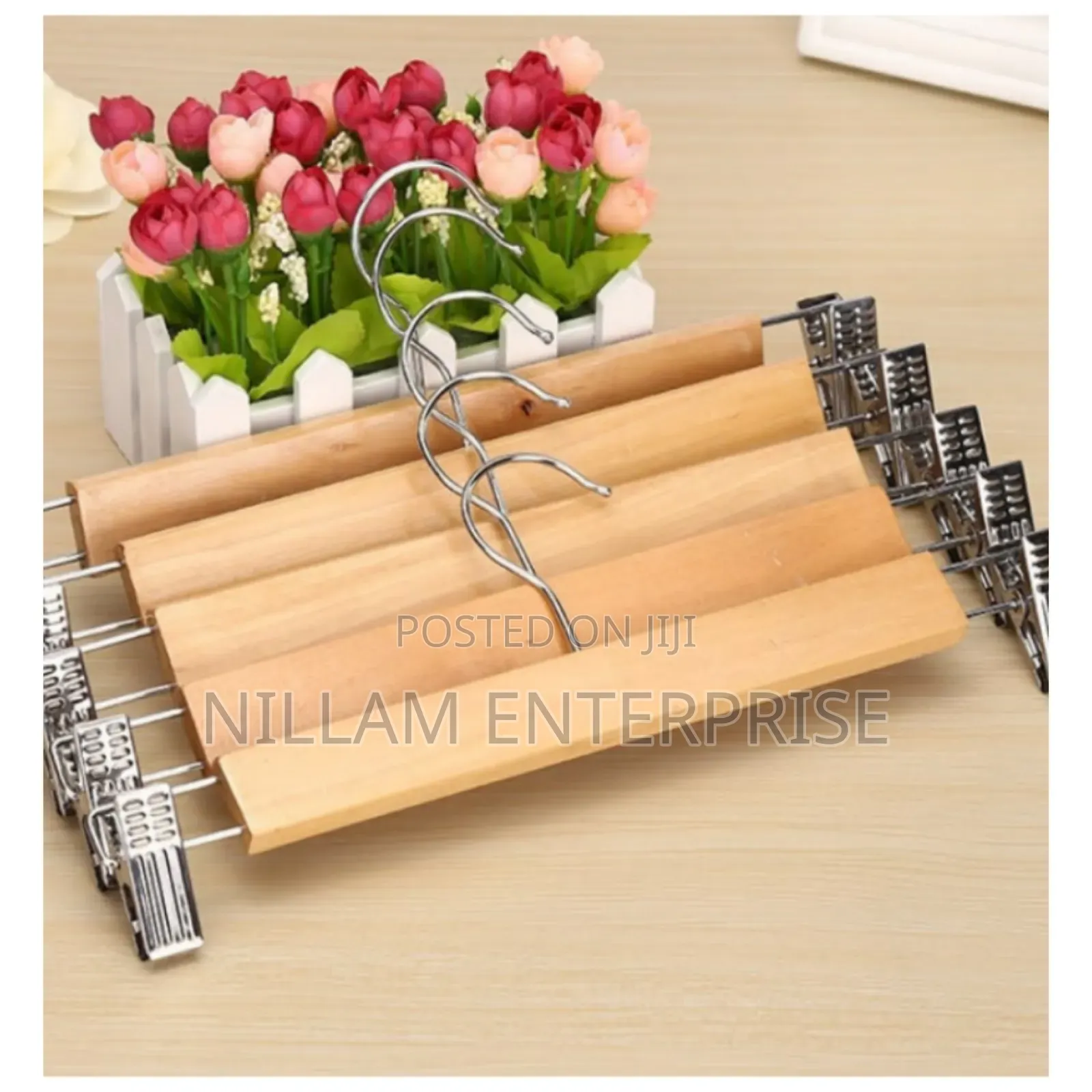 5pcs 33cm High Grade Natural Wooden Hangers
