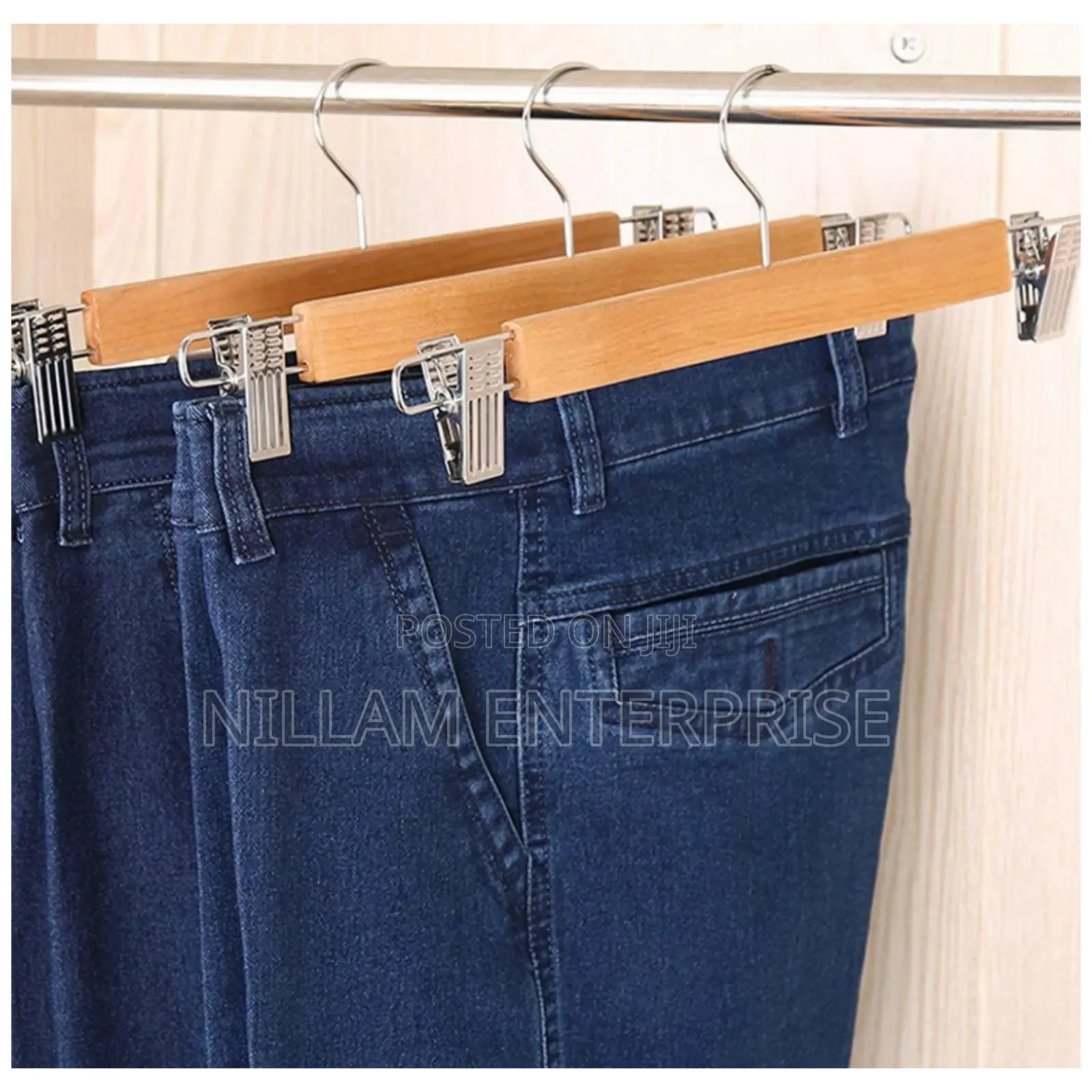 5pcs 33cm High Grade Natural Wooden Hangers
