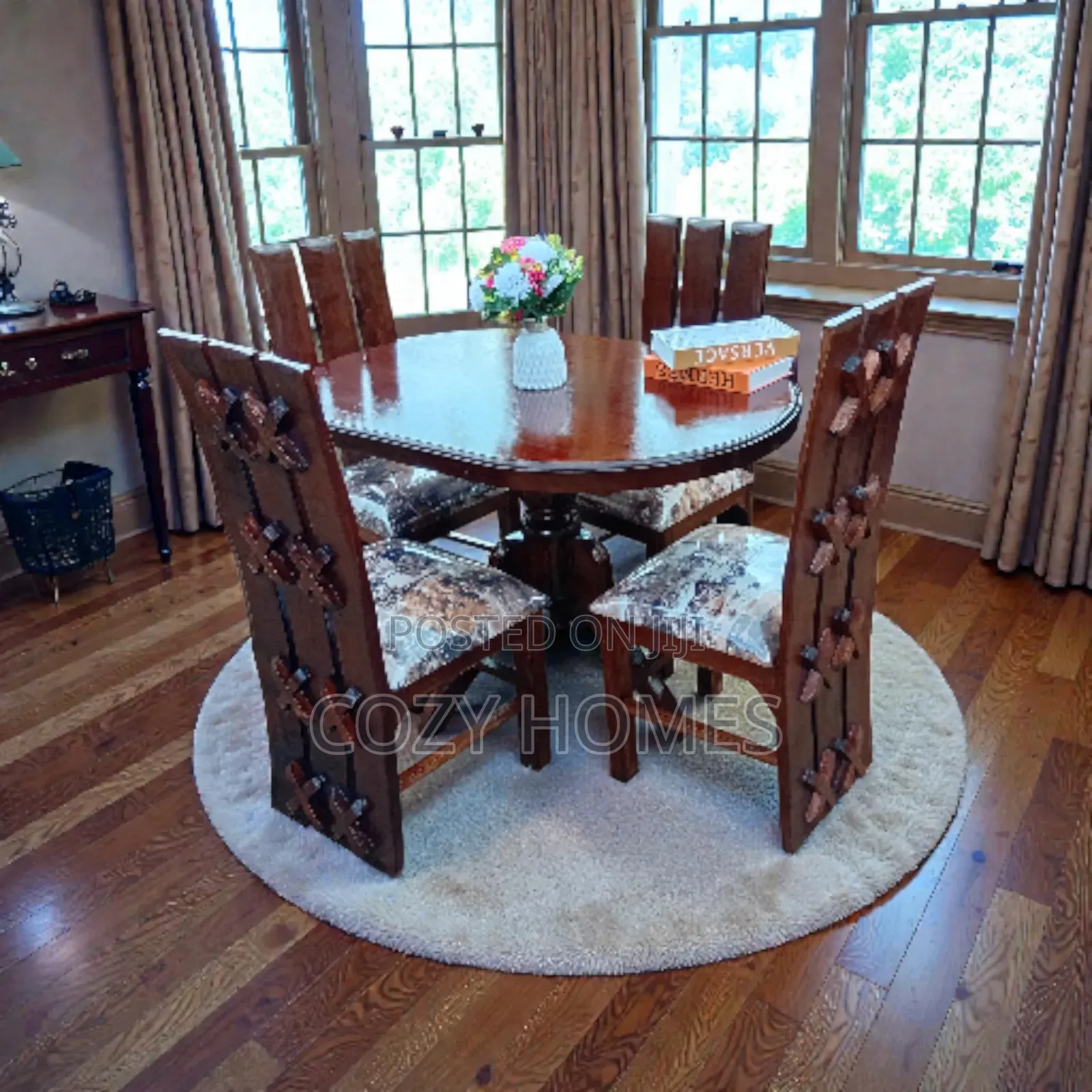 Dining Set an Oval Shaped Wooden Dining Set With a Smooth Finish