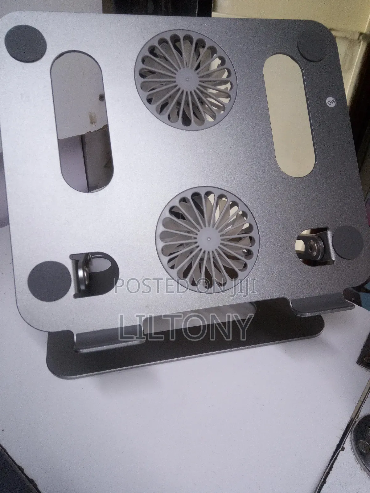 Metallic Adjustable Laptop Stand With Two Fans