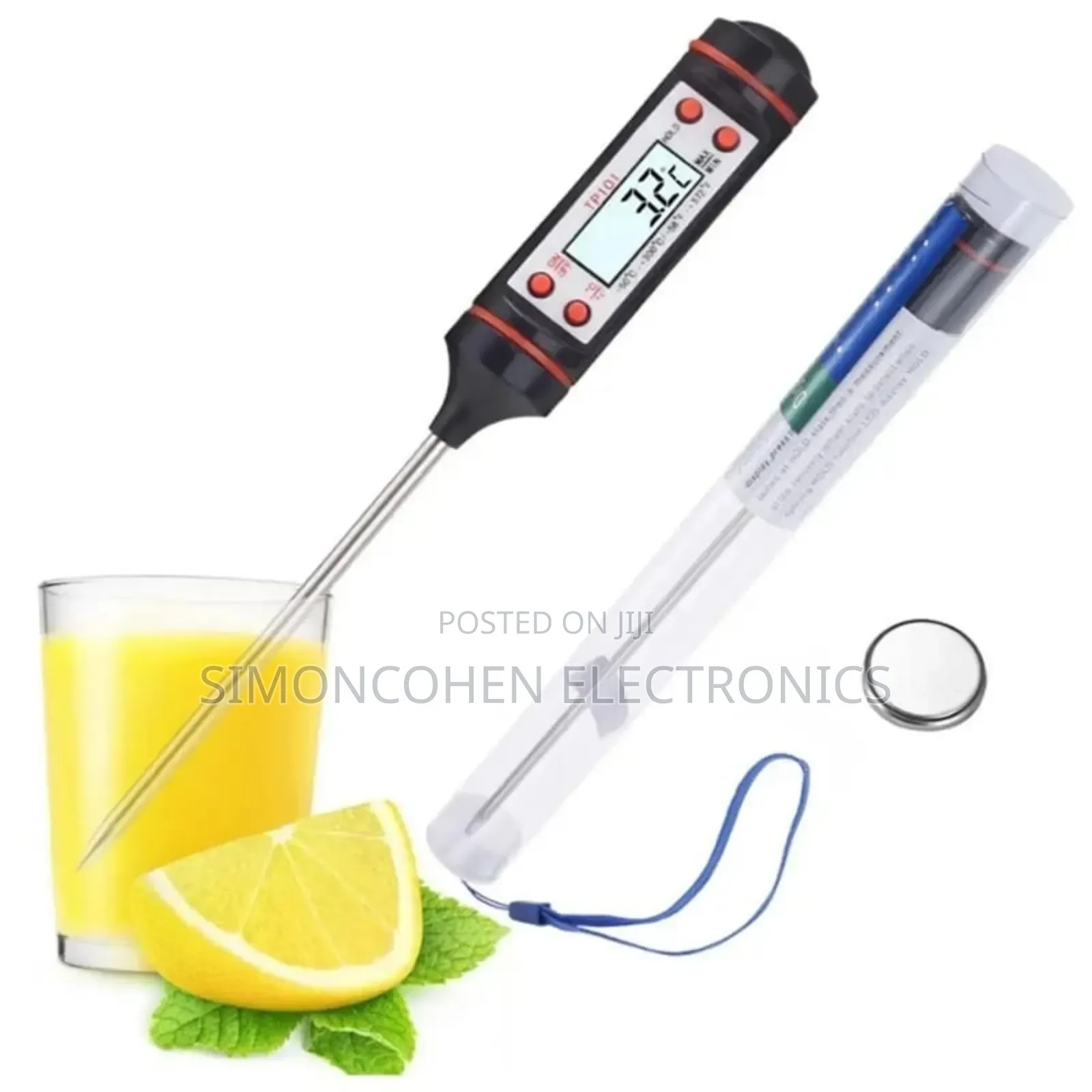 Digital Food Thermometer Battery Operated With Led Display