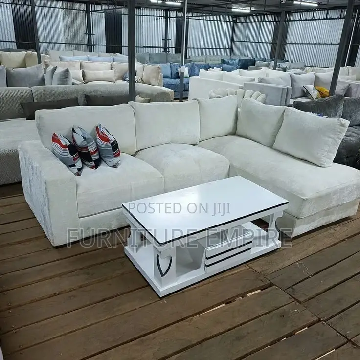 White Classy 6 Seater L Sofa