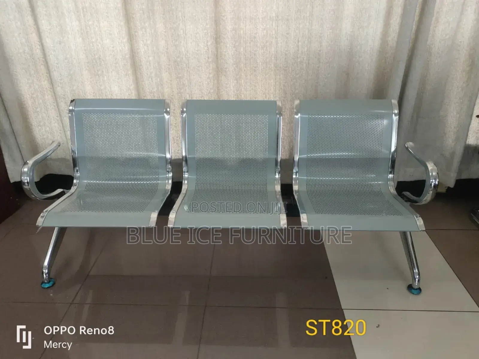 Silver 3 Seater Link Chair