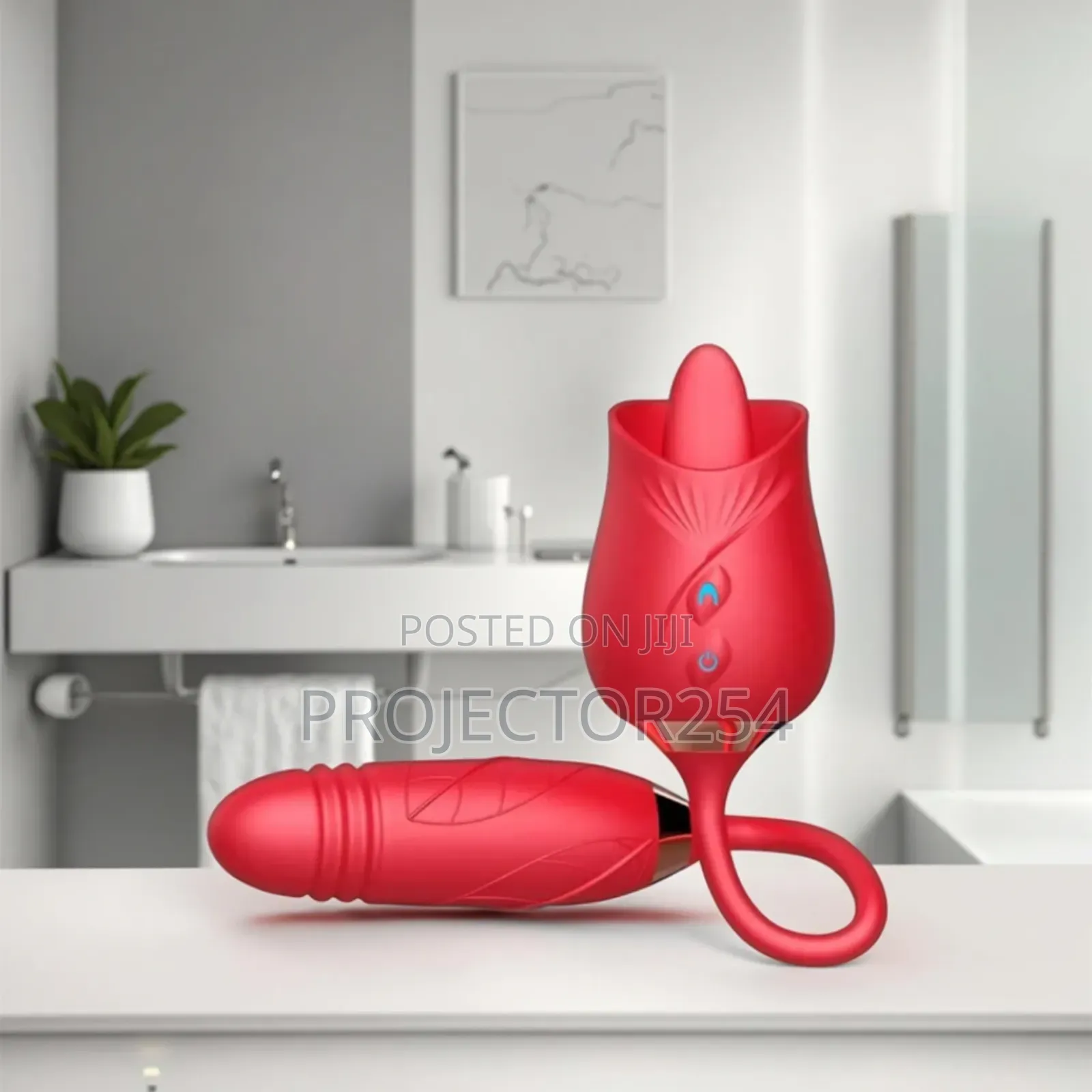 Double-Rose Licking + Thrusting Dildo Vibrator Sex Toy