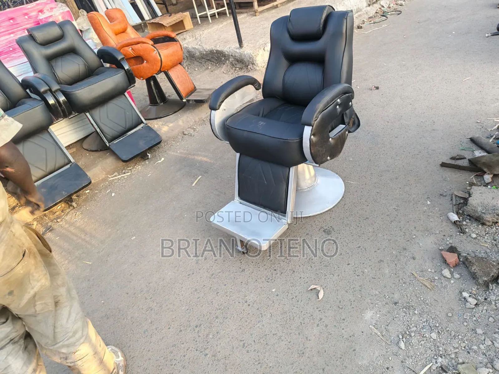 Rotating Silver Barber Chairs