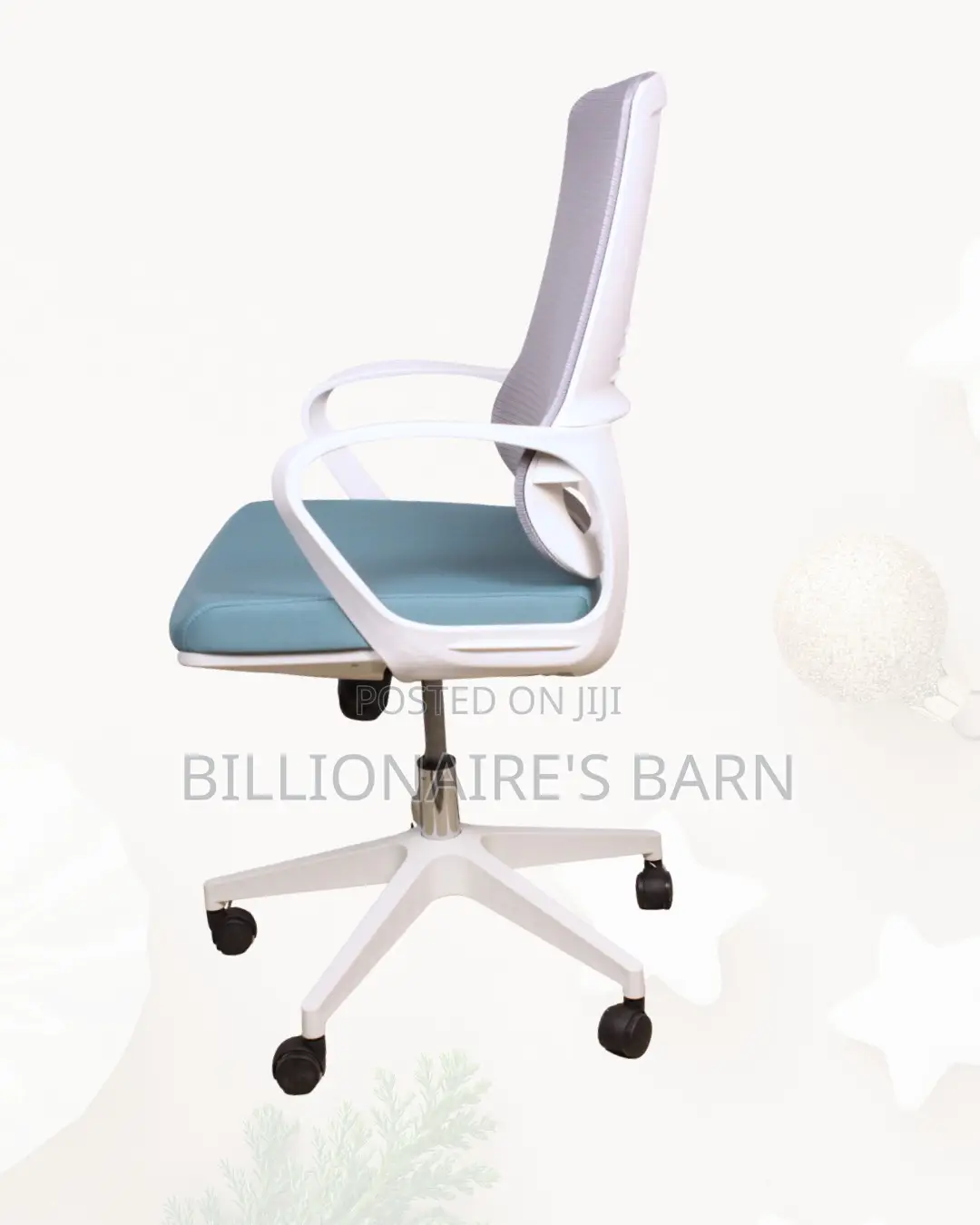 White Mid-Back Chair | Easy Adjustability for Different Desk Heights |