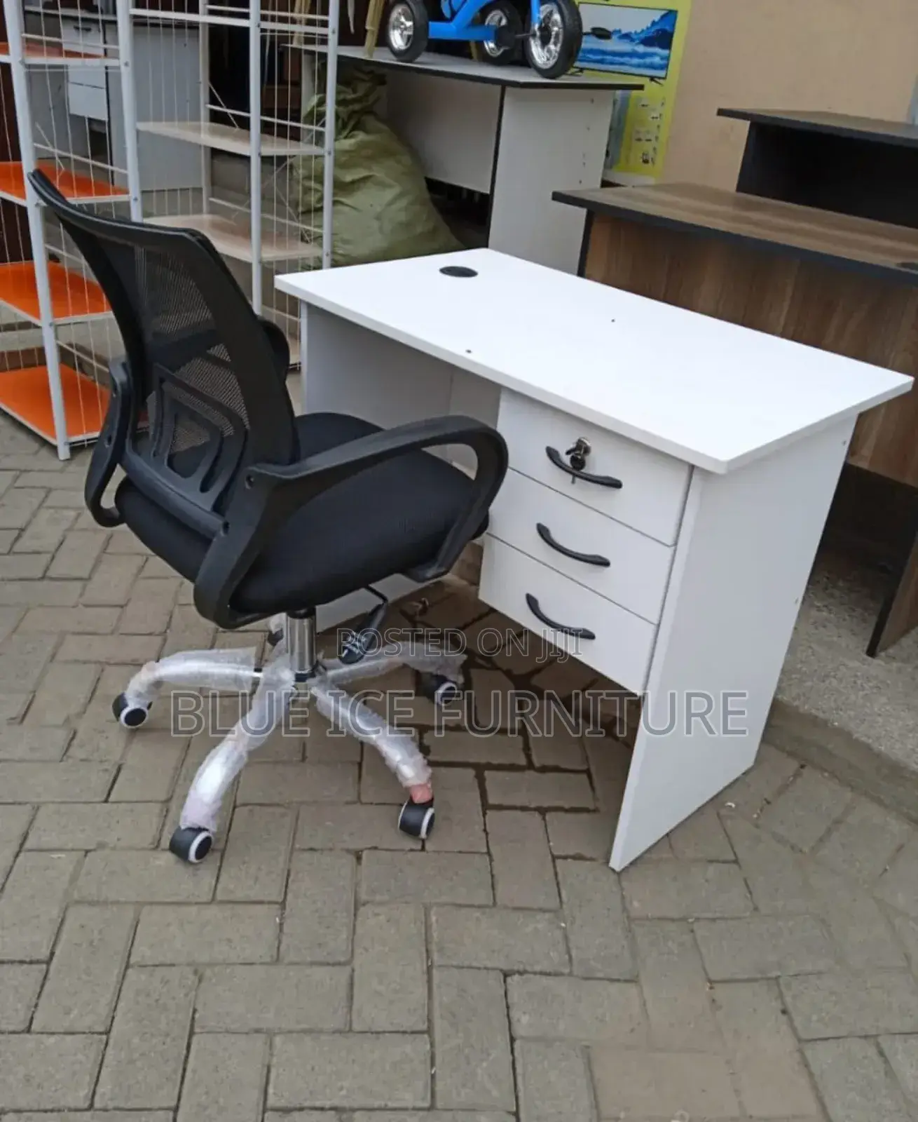 Pure White Desk and Mesh Chair