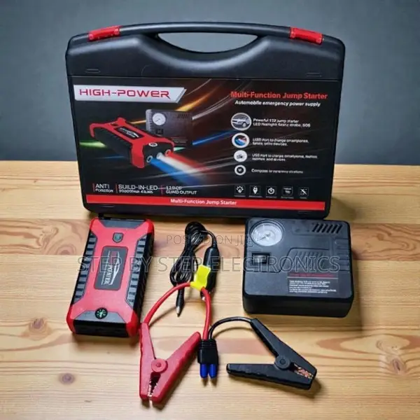 Emergency 12v Car Jump Starter With Inflator 99800mah Battery