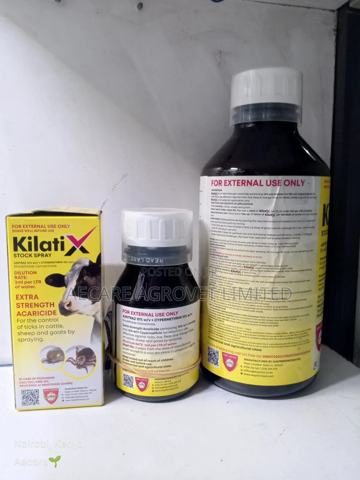 Kilatix Stock Spray Acaricide 100ml, 250ml, 1litre