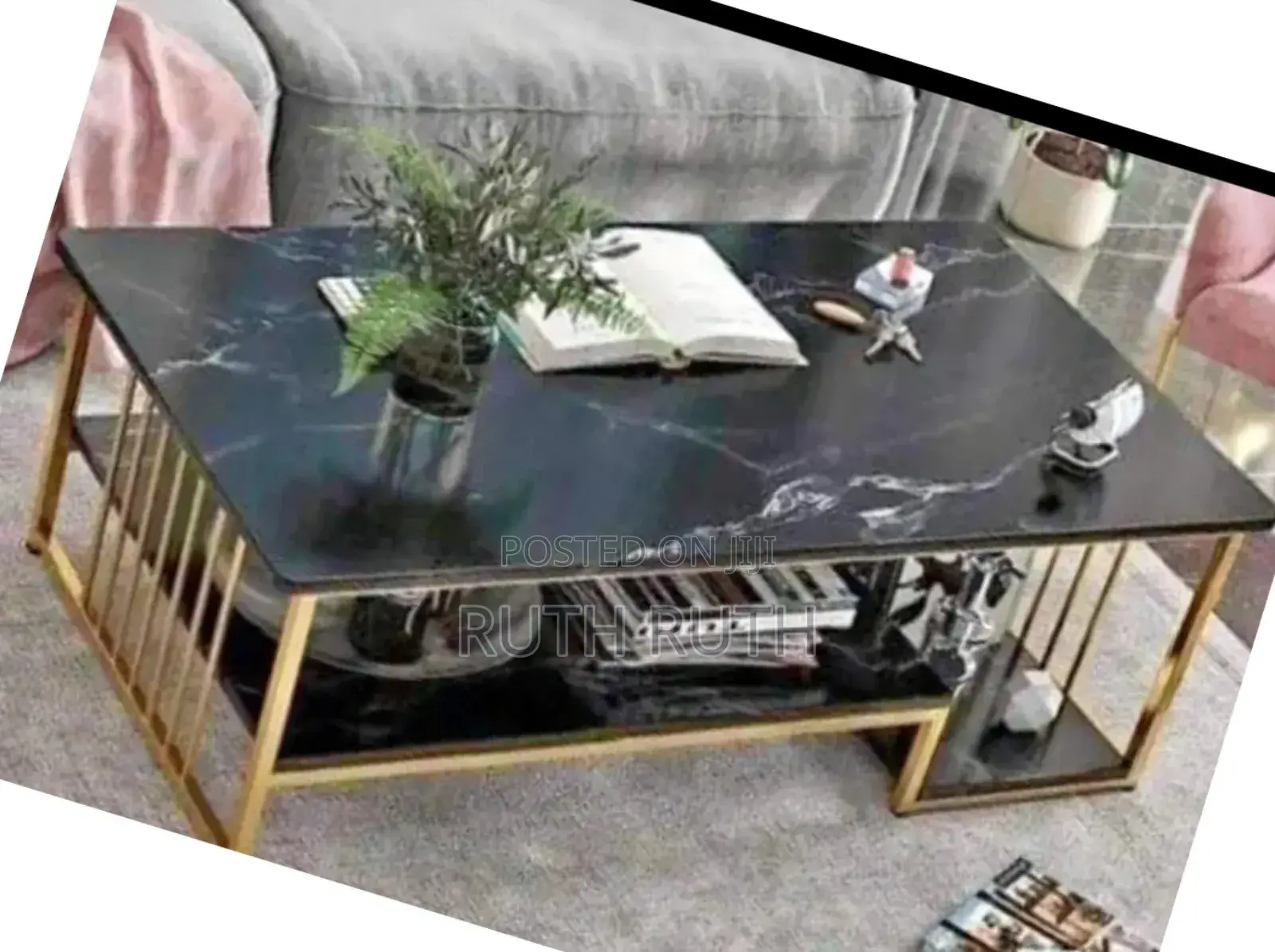 Black Marble Top With Golden Feet