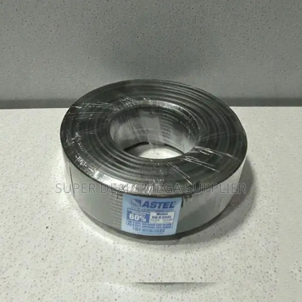 Heavy Duty Astel 100m Rg6 Coaxial Cable Black Long Life