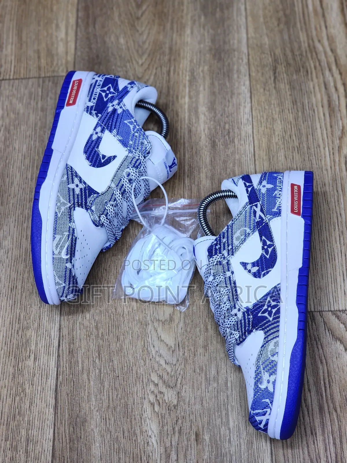 Louis Vuitton X Nike Sb Dunk Low Sneakers In A White And Blue