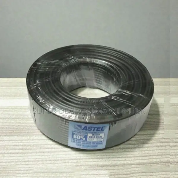 Durable Quality Astel 100m Rg6 Coaxial Cable Black Heavy Use
