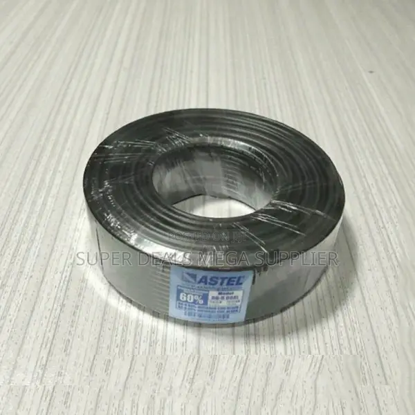Astel Quality Ensured 100m Rg6 Coaxial Cable- Black for Energy Saving