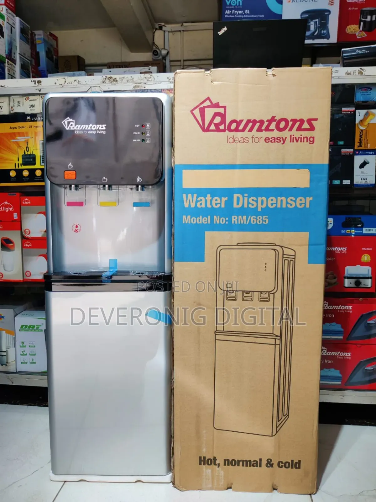 *Ramtons Dispenser 3taps Hot, Cold and Normal ,Compressor Cooling