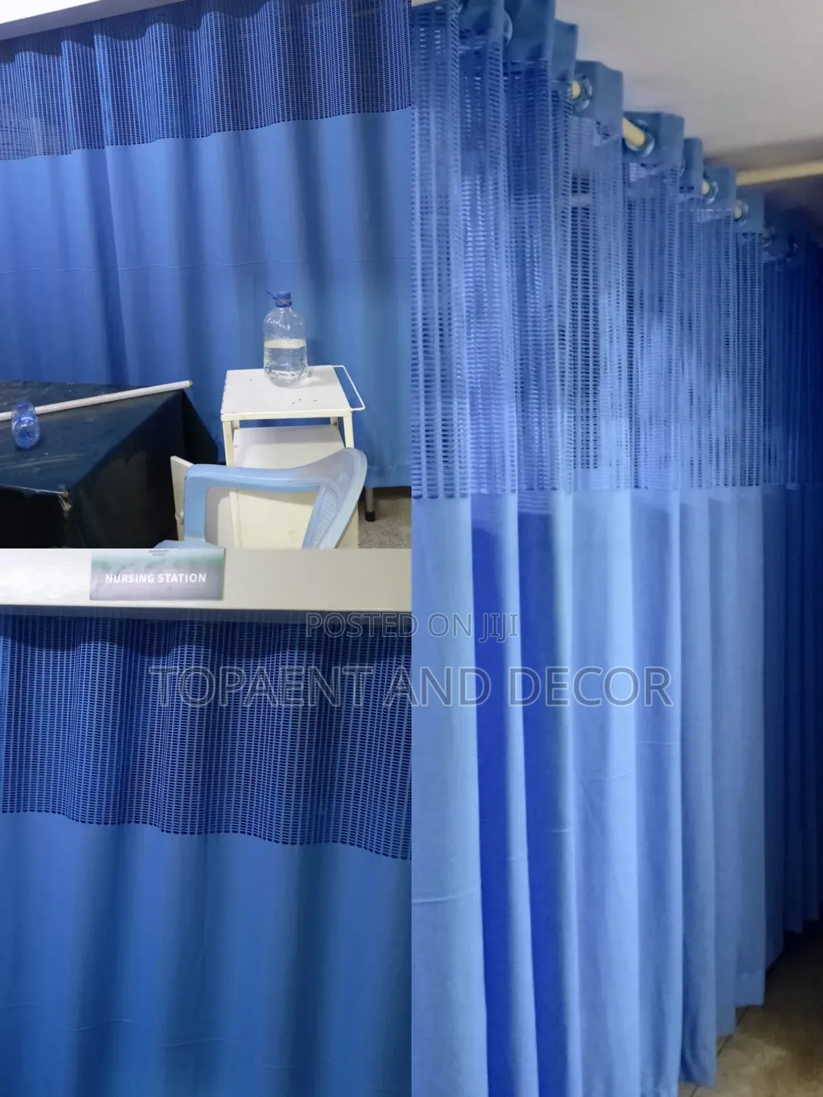 Safety Standards Blue Hospital Curtains