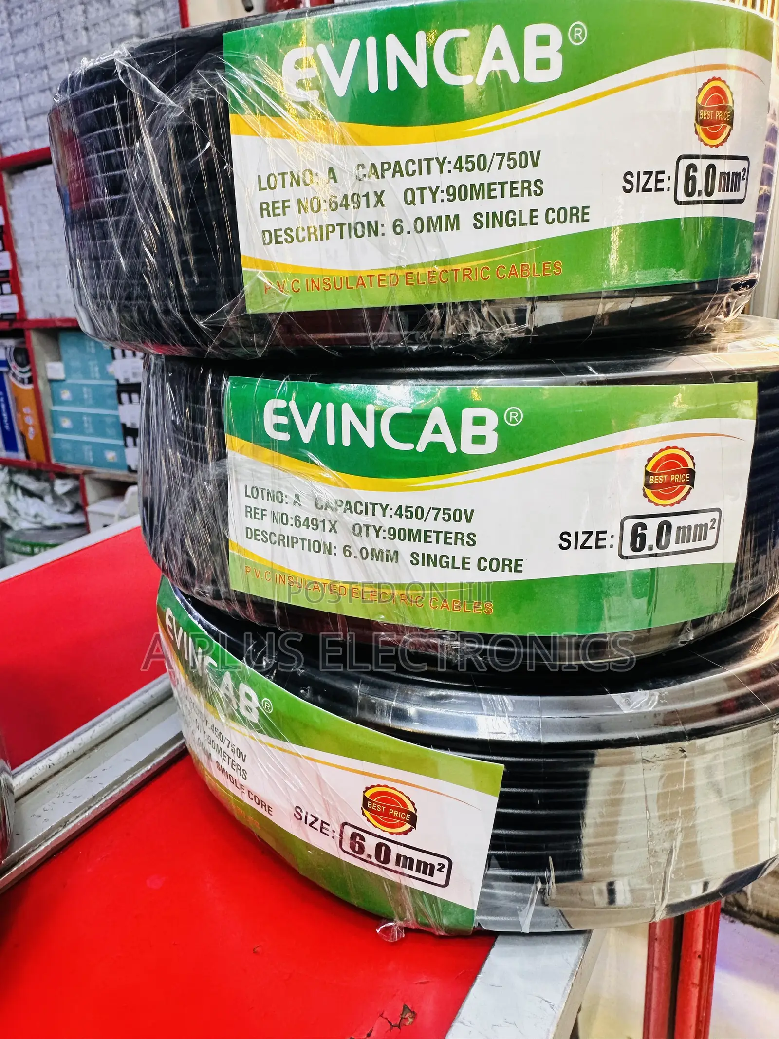 Evincab 6.0mm Single Core Wiring Cable 90m Wire(Black) – Original
