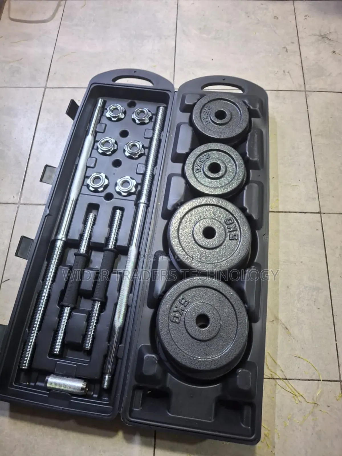 50 Kg Adjustable Cast Iron Dumbbell and Barbell Set in a Carry Case