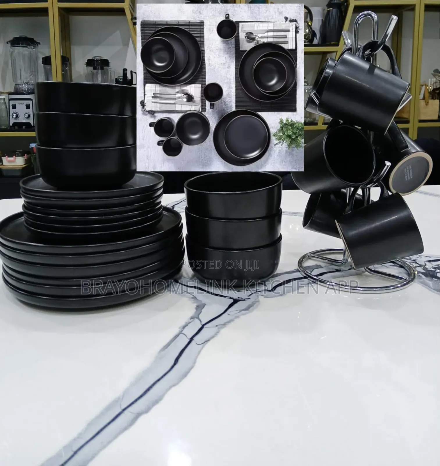 24 Pieces Black Dinnerset