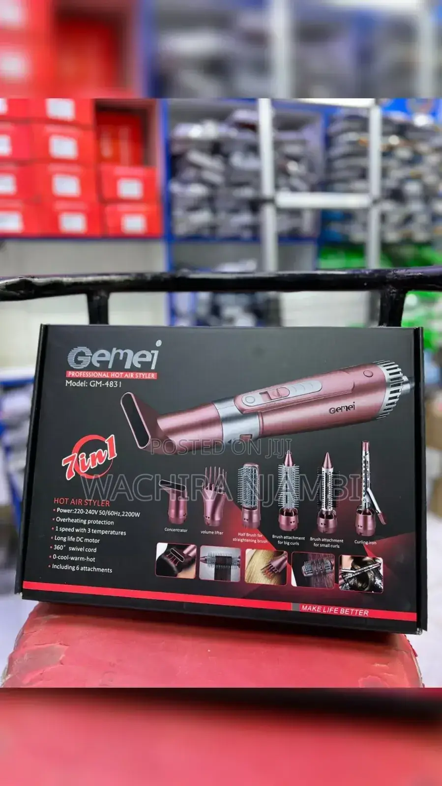 Gemei 7-in-1 Professional Hot Air Styler, Model Gm-4831.