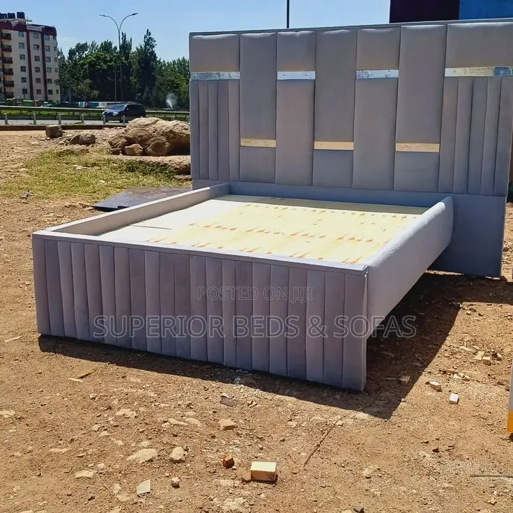 5x6 Modern Gray Upholstered Bed