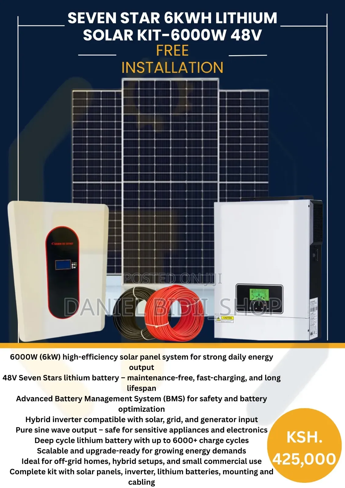 Seven Star 6kwh Lithium Solar Kit 6000w 48v