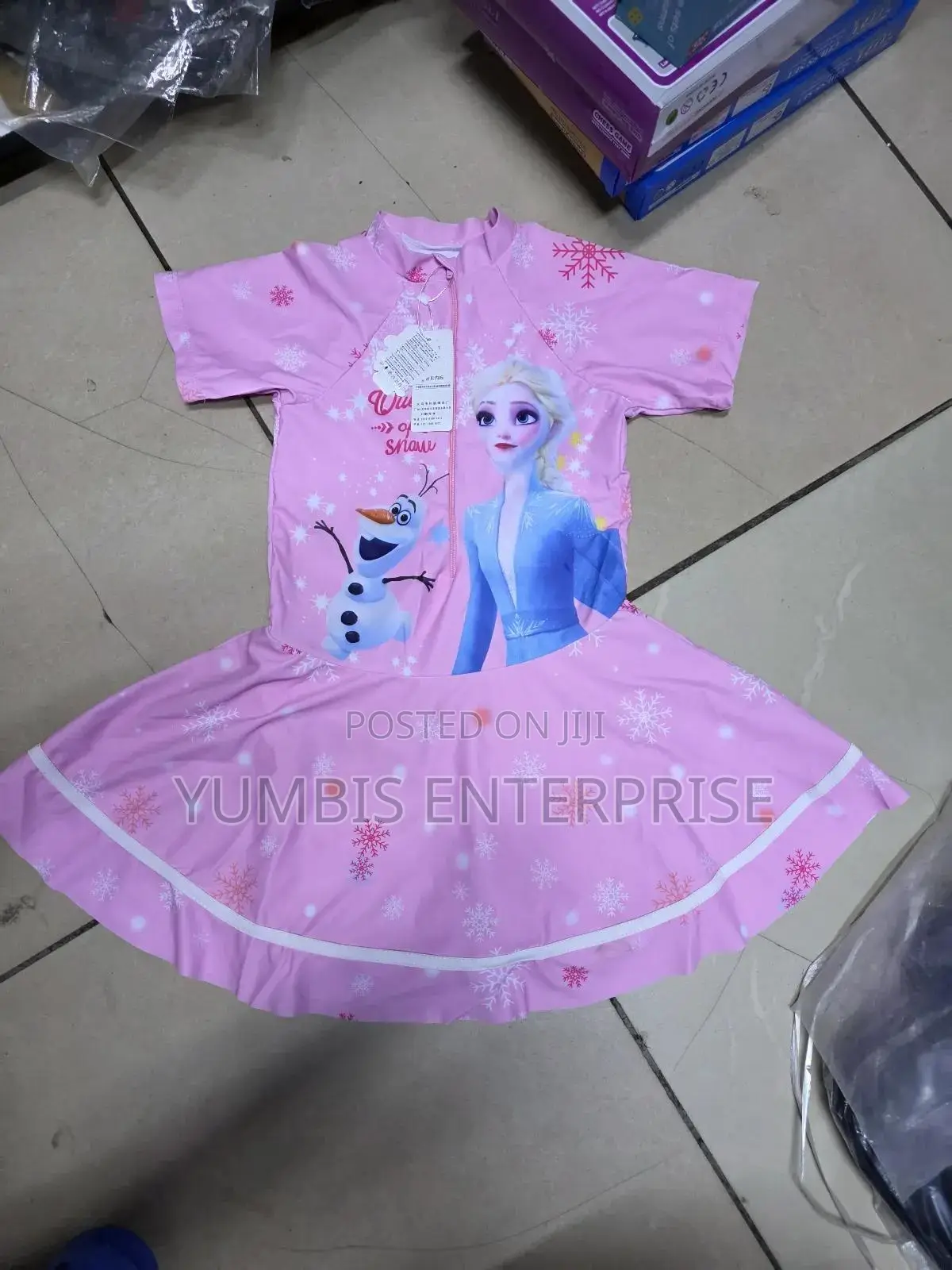 Pink Frozen Short With Dress Swimming Costumes for Girs