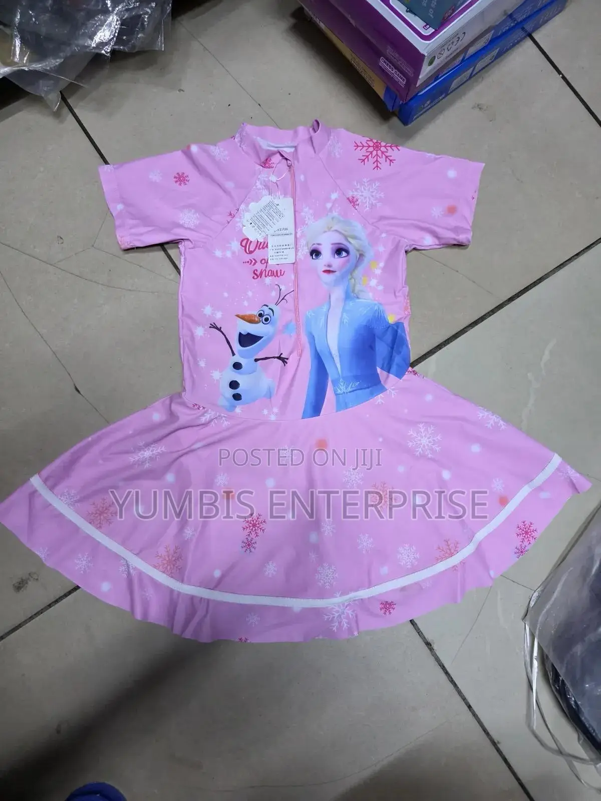 Pink Frozen Short With Dress Swimming Costumes for Girs