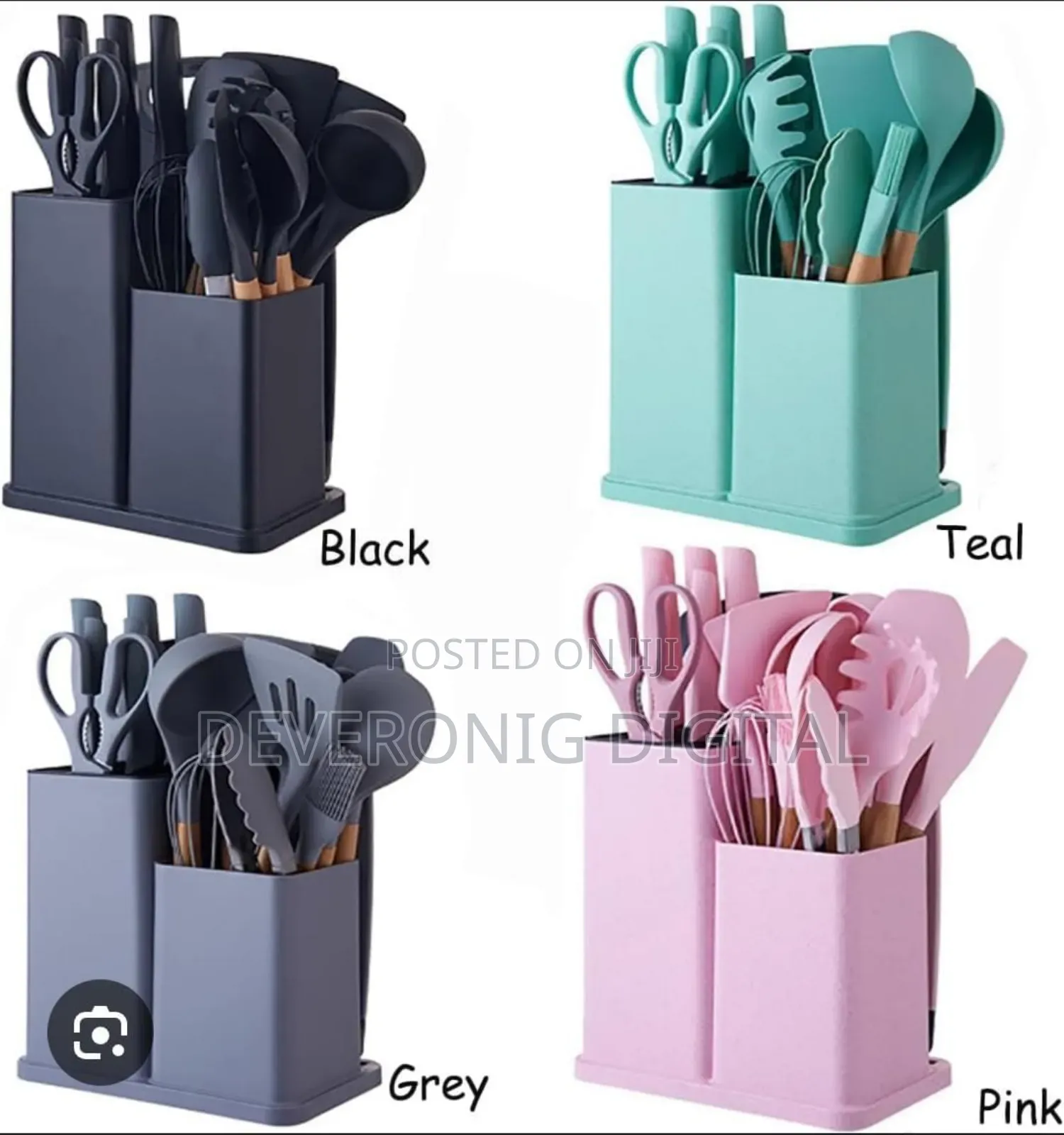 19pcs Heat Resistant Silicone Cooking Kitchen Spoon