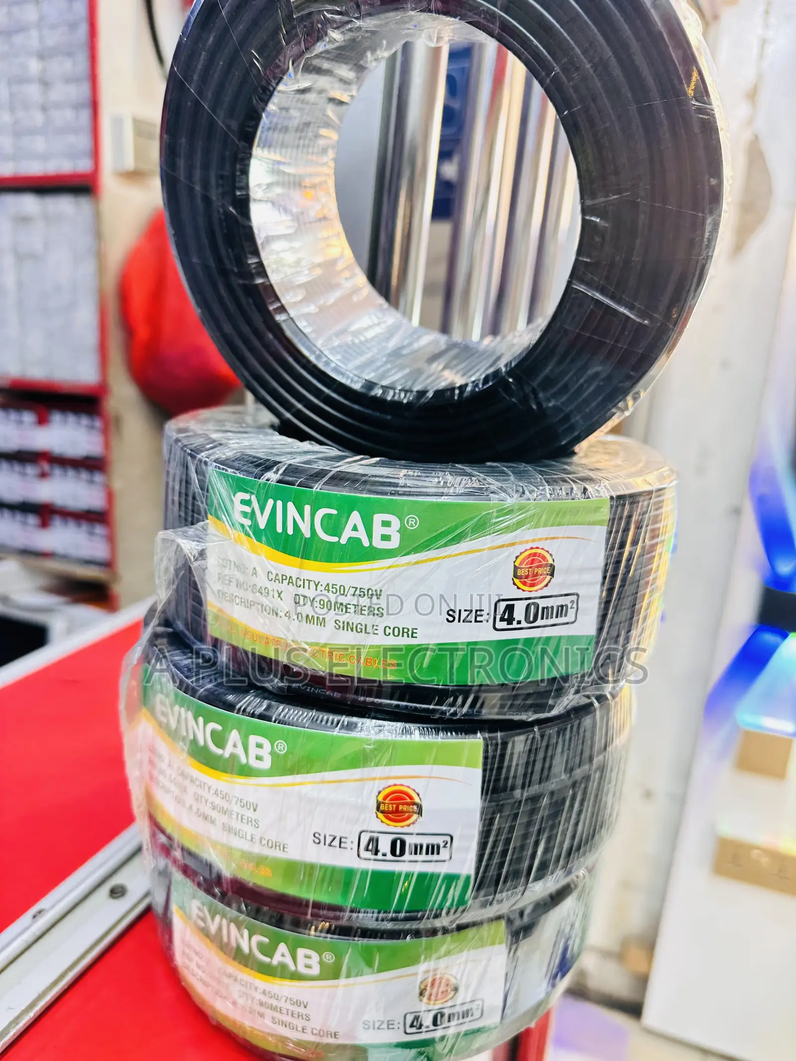 Evincab 4.0mm Single Core Cable 90m(Black) – Pure Original Copper