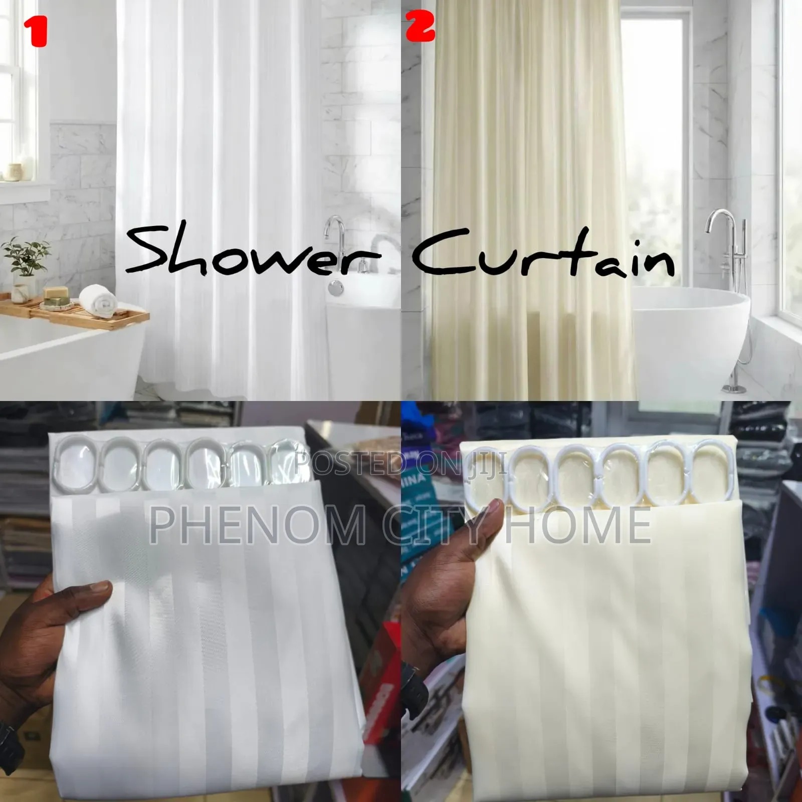 Plain Polyester Shower Curtains With Hook