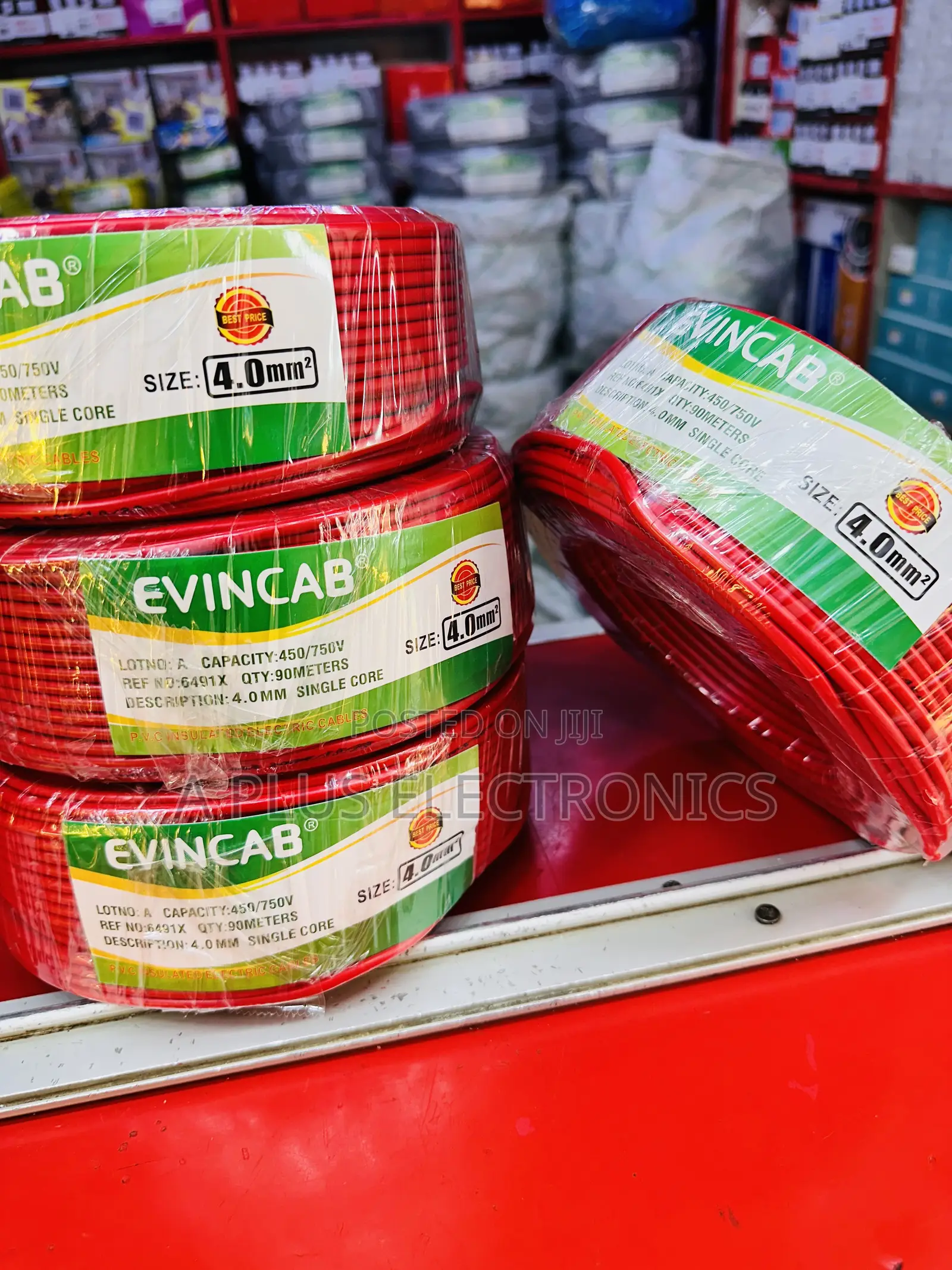 Evincab 4.0mm Single Core Wiring Cable 90m(Red) – High-Grade