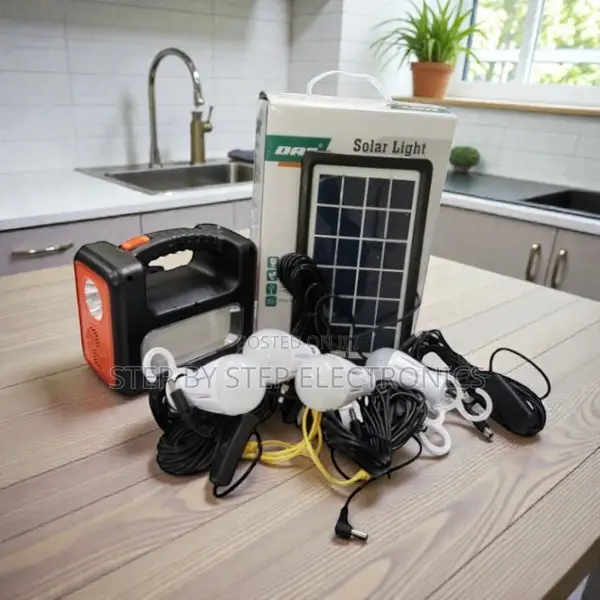 Dat at-9011b Portable Solar Lighting Kit With 3w Led Bulbs and Torch