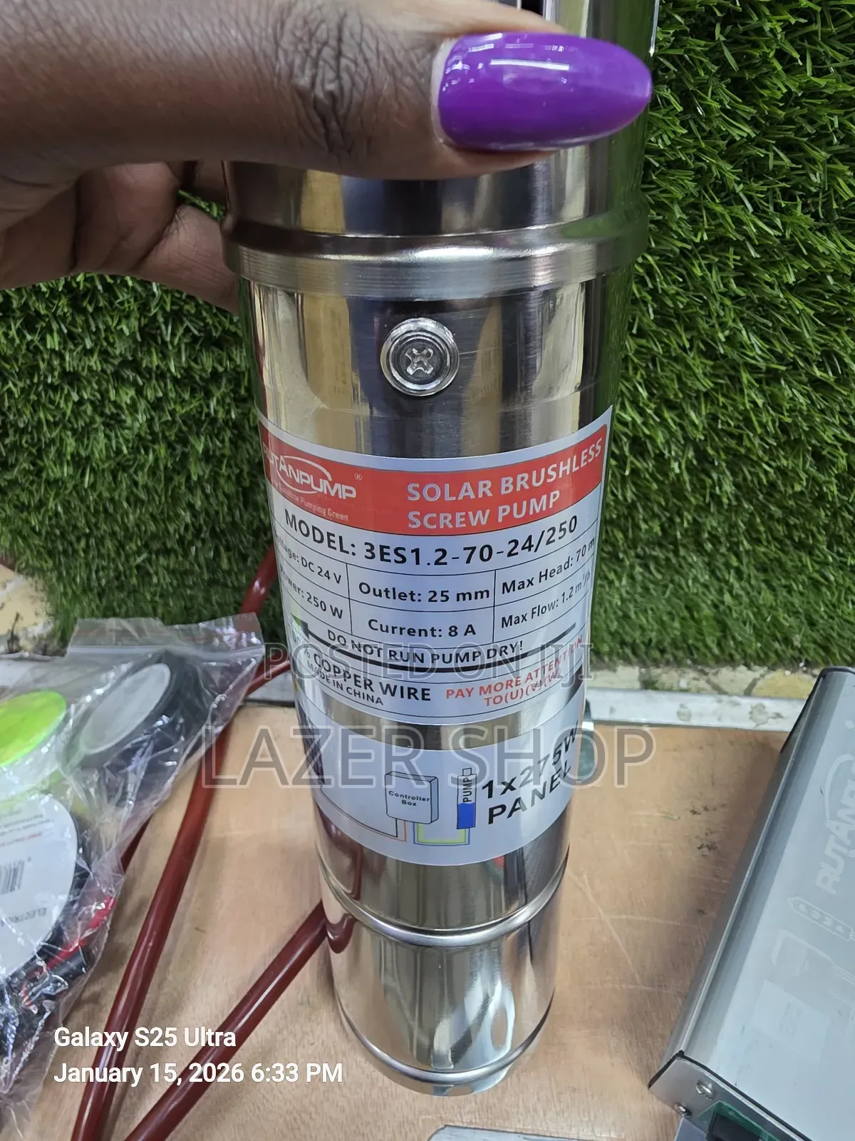Rutan Solar Pump 70m by 275watts 
Comes With an Inverter