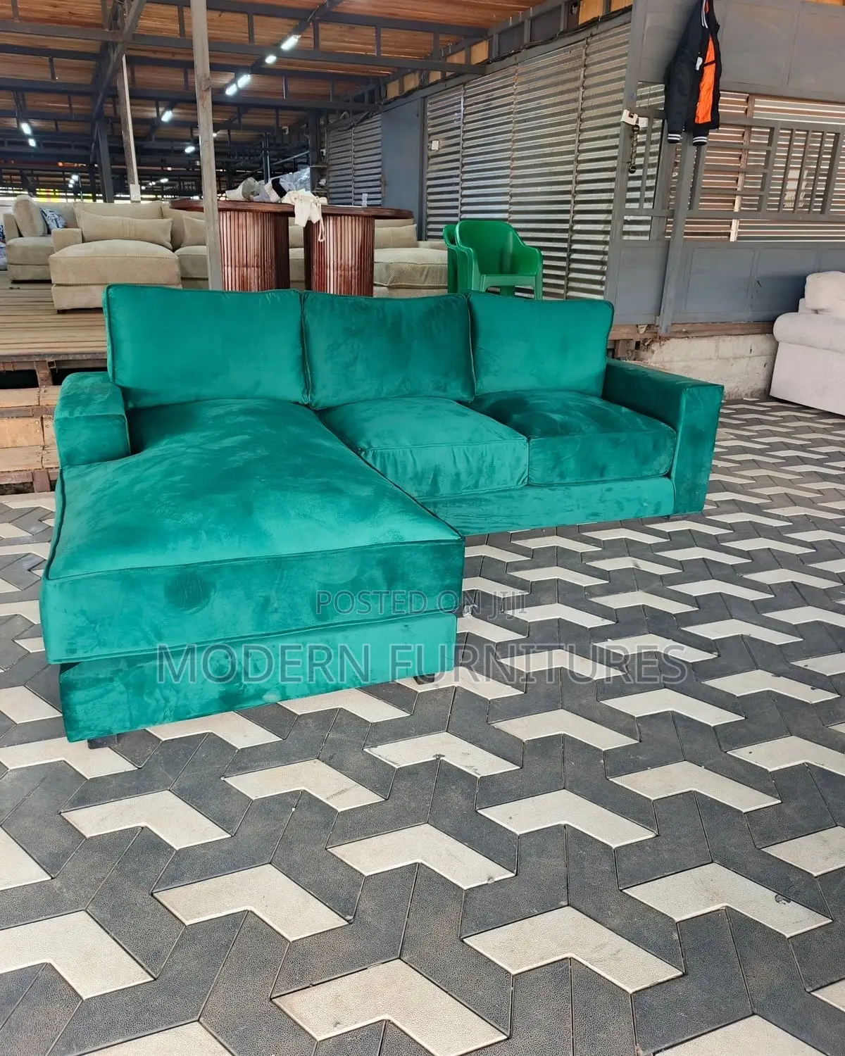 Beautiful Green L Sofa