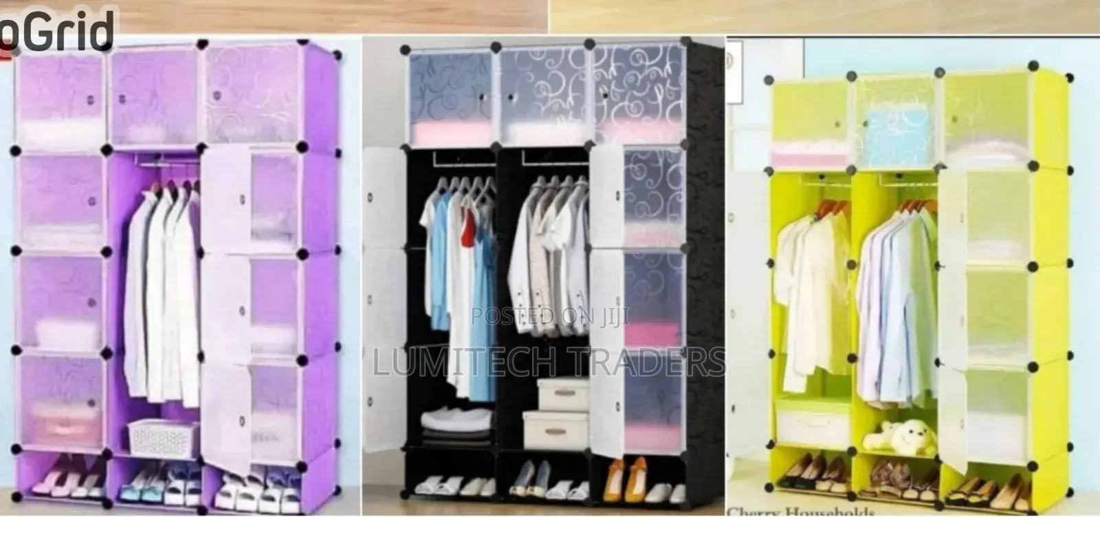 Tc Portable 3 Column Plastic Wardrobe Large Capacity