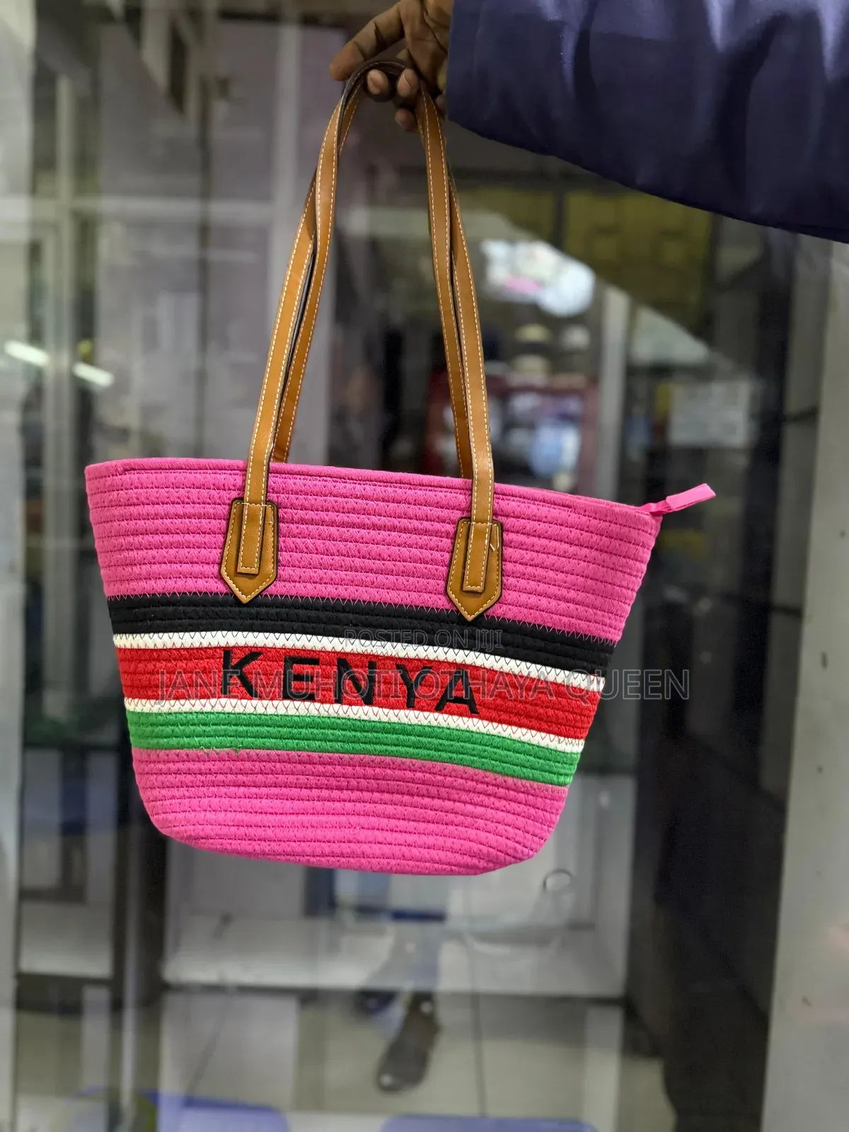 Kenyan Flag Colors New Wooven Summer Bag